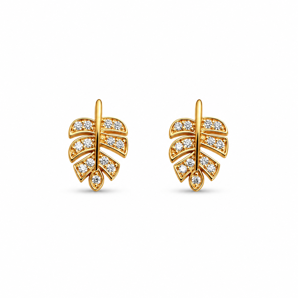 M & D Trends Gold Plated Leaf Stud Earrings for Women