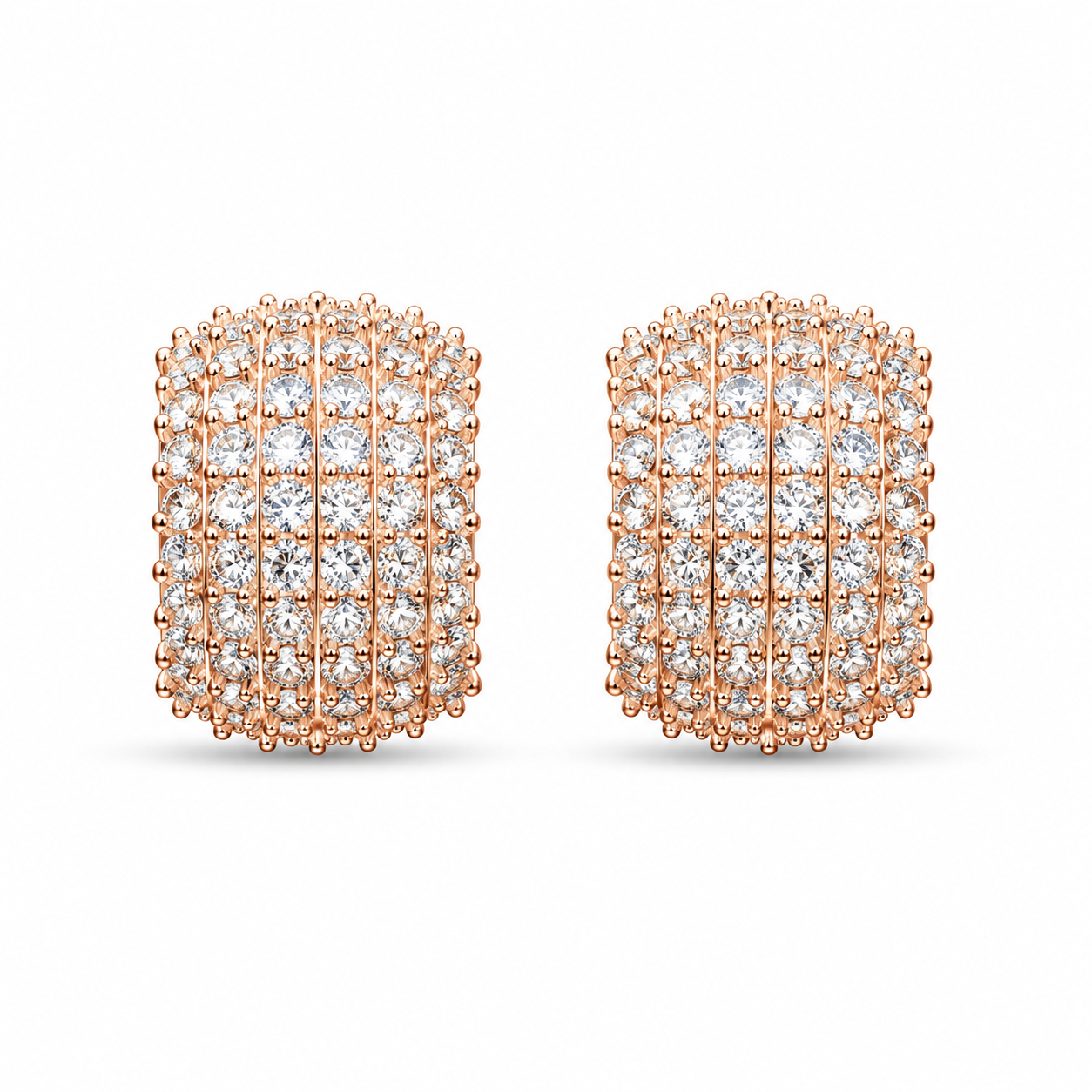 Rose Gold Crystal Pave Stud Earrings