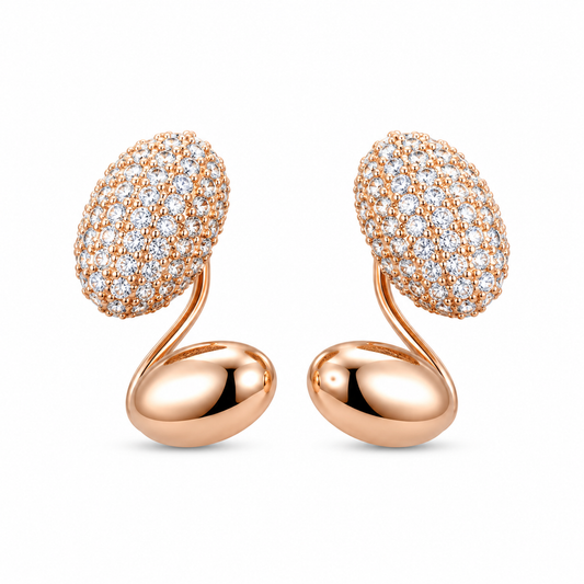 Rose Gold Crystal Wrap Stud Earrings