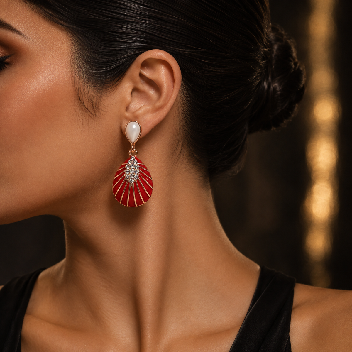 Ruby Fan Drop Earrings