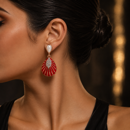 Ruby Fan Drop Earrings