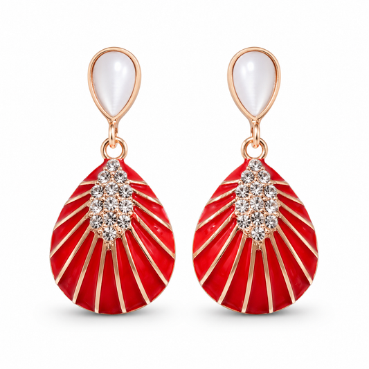 Ruby Fan Drop Earrings