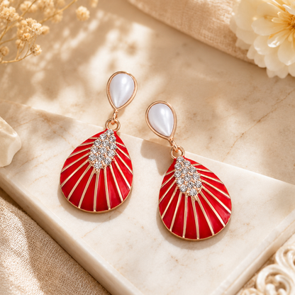 Ruby Fan Drop Earrings