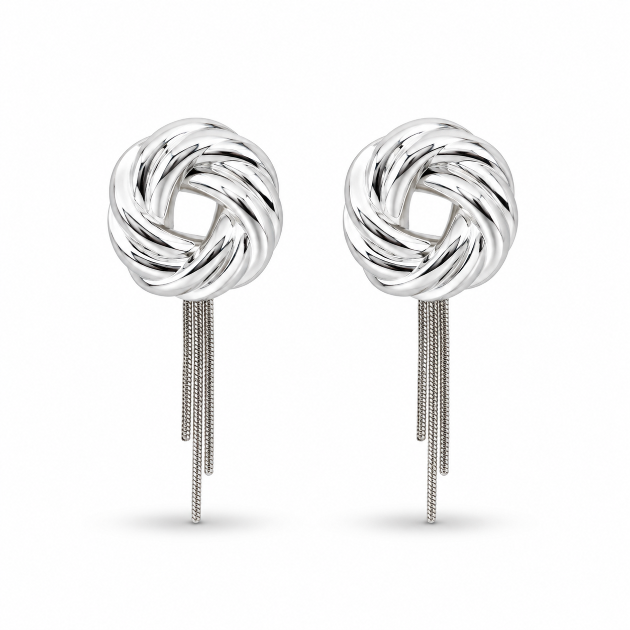 M & D Trends Anti Tarnish Silver Knot Tassel Earrings