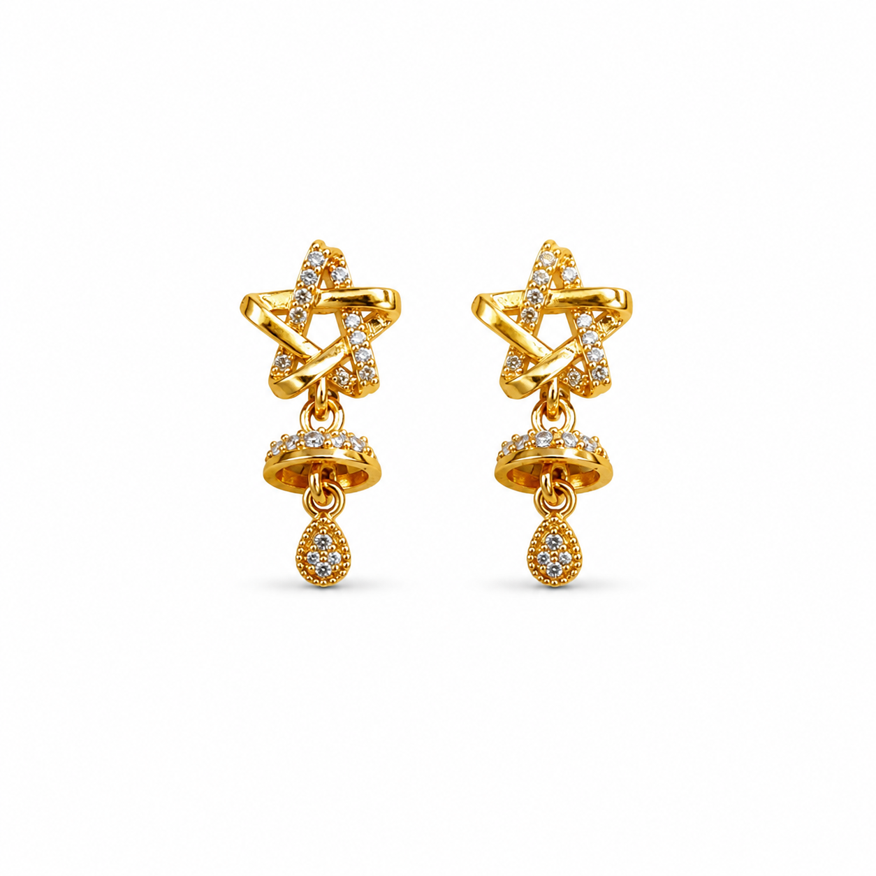 M & D Trends Gold Plated Star Drop Stud Earrings for Women