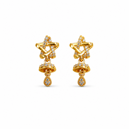 M & D Trends Gold Plated Star Drop Stud Earrings for Women