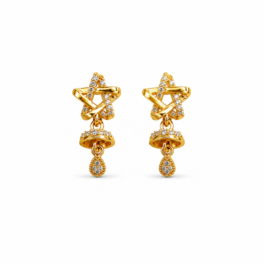 M & D Trends Gold Plated Star Drop Stud Earrings for Women