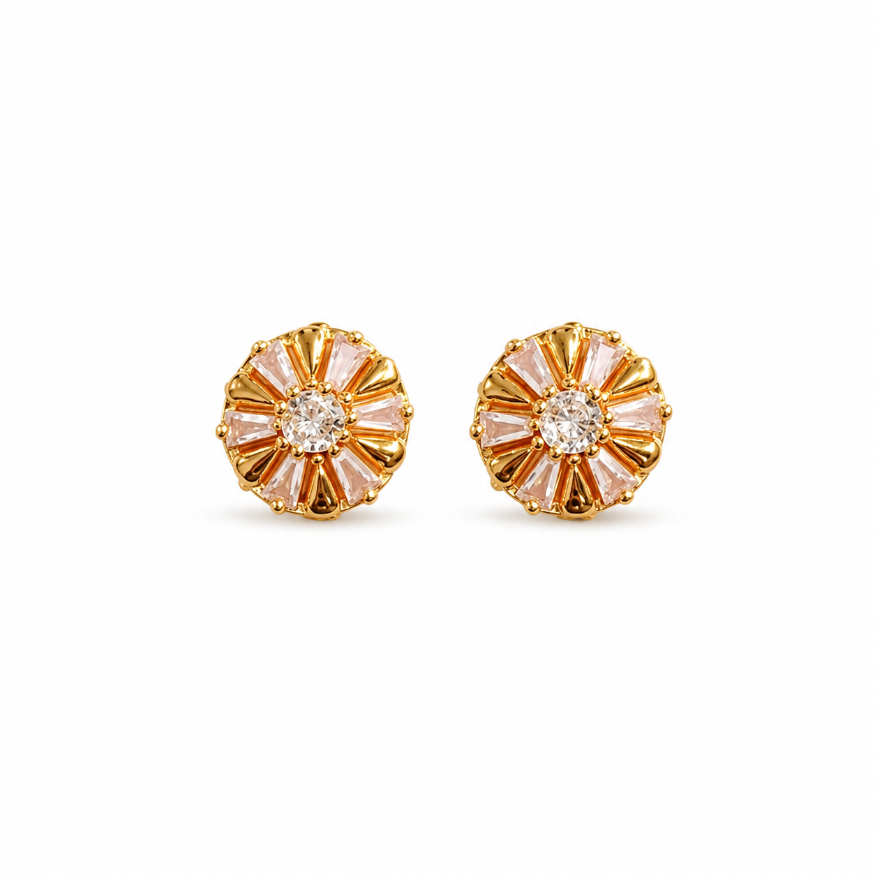 M & D Trends Gold Plated Sunburst Stud Earrings for Women