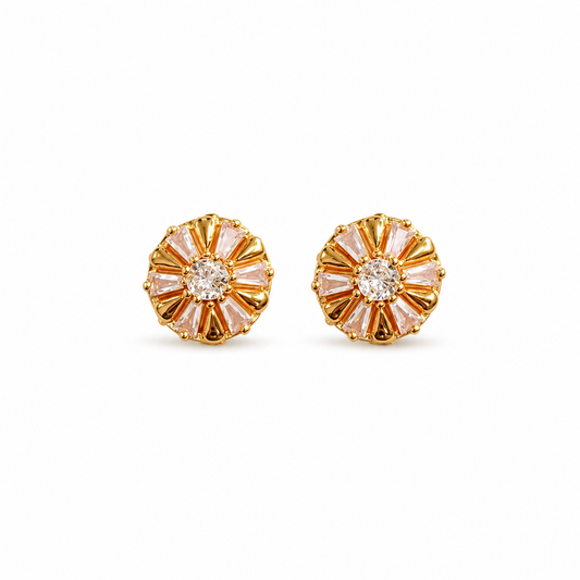 M & D Trends Gold Plated Sunburst Stud Earrings for Women
